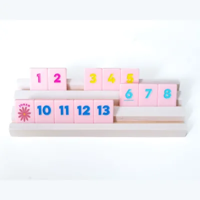 106 Tiles Rummy Set Party Game Portable Board Game Set Star Rummy Petal Pink Luxury Rummy Tile Set With Drawstring Bag