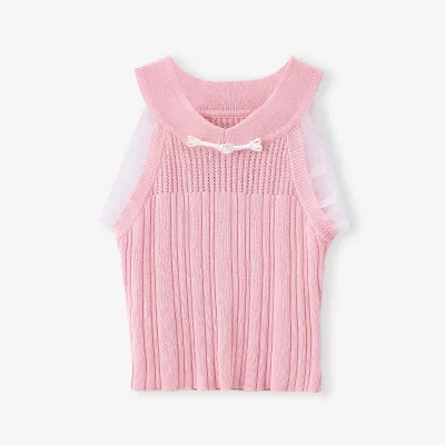 Stylish Summer New Arrival Girls Tank Top Cute Sleeveless Cotton Vest for Kids Sweet Baby Girls Waistcoat