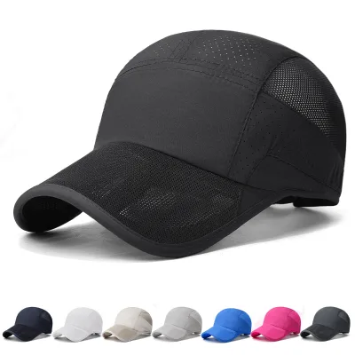 Summer New Quick Drying Baseball Cap with Hollow Splicing Sun Visor Fashionable Perforated Simple Duckbill Cap Trucker Caps