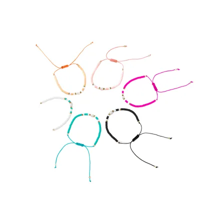 JS Candy Color Soft Pottery Pearl Bracelet New Adjustable Braided String Hand String Girl and Man Boudoir Hand Accessories