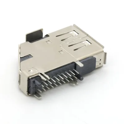 Upright Dual Row Dip Type 20Pin Display Port Female Socket Connector