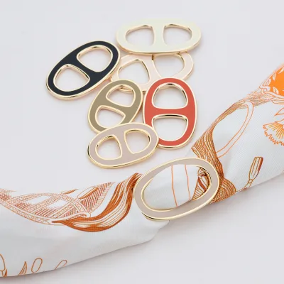 Customized Stainless Steel Scarf Ring O Ring with Colorful Enamel Corner Knotting Shawl Buckle for Weddings and Gifts