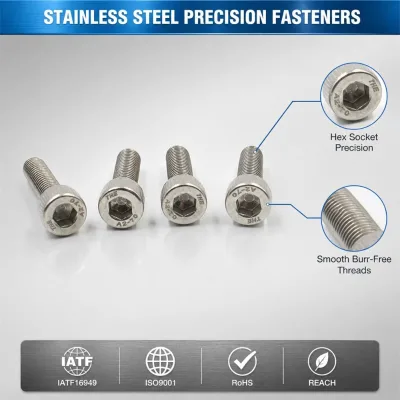 China Supplier M3 M4 M5 M6 Hex Socket Head Bolt Stainless Steel 304 A2-70 High Precision Mounting for Industrial Machine