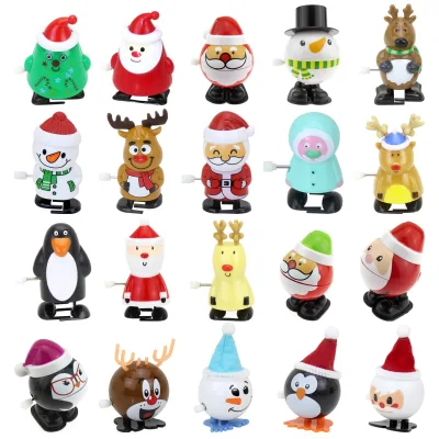 Wholesale Holiday Plastic Clockwork Wind-Up Walking Christmas Characters Vending Machine Prizes Christmas Gifts for Kids