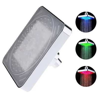 6 Inch ABS Led Light Crystal clear Shower Head with Temperature Control with Water Power