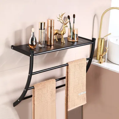 7 Shape Modern Stainless Steel Wall-Mounted Towel Rack Storage Shelf for Household Use