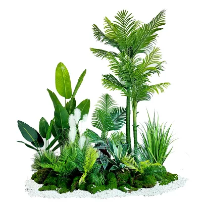 Custom Simulate UV Resistance Eco-Friendly Artificial Greenery Plant Tree Landscape Set for Restaurant Shopping Christmas Easter