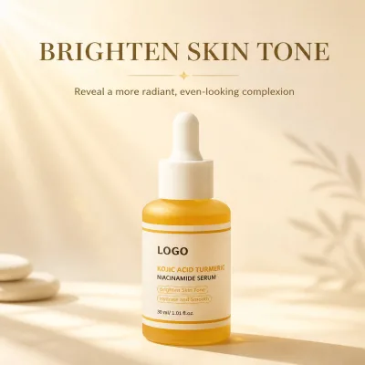 Private Label Kojic Acid Turmeric Niacinamide Face Serum Brightening Hydrating Custom OEM Wholesale Dropshipping Skincare