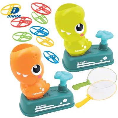 Flying Disc Pedal Launcher Toy Cartoon Dinosaur Outdoor Sport Game Set for Kids Disc Flying Saucer Foot Launcher