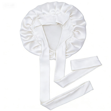 High Quality Women's Adjustable Double Layer Solid Color Silk Satin Hair Bonnet with Long Tie Four Seasons