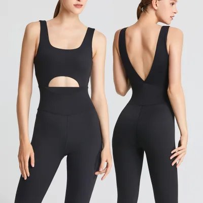 2023 One Piece Fitness Gym Bodysuits Exercise Workout Yoga Set Women's Yoga Wear Jumpsuit