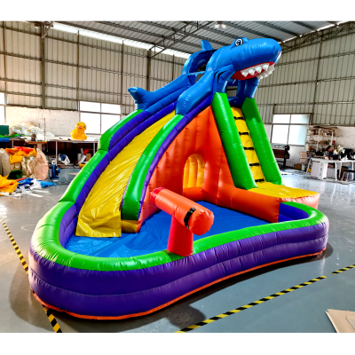 Jumping Bouncer Commercial Large Shark Dinosaur Theme Inflatable Castle Inflatable Bouncer with Water Slide