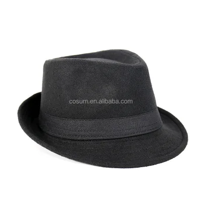 Cosum Brand Wholesale Fashion Black and Grey Men Cheap Fedora Hats for Men
