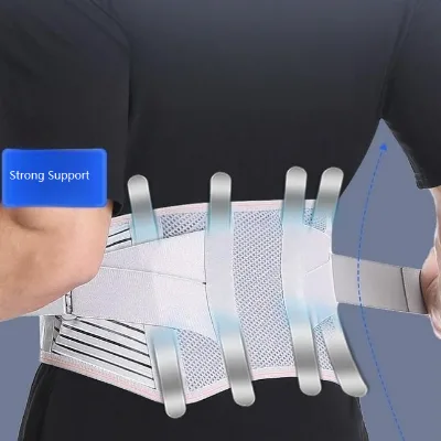 Breathable Mesh Multi Steel Plates Lumbar Belt Office Workers Weightlifting & Herniated Disc Care Waist Support Brace
