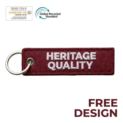 Custom Embroidered Flight Tag Keychain, 3D Raised Heritage Quality Fabric Key Ring, Promotional Brand Gift