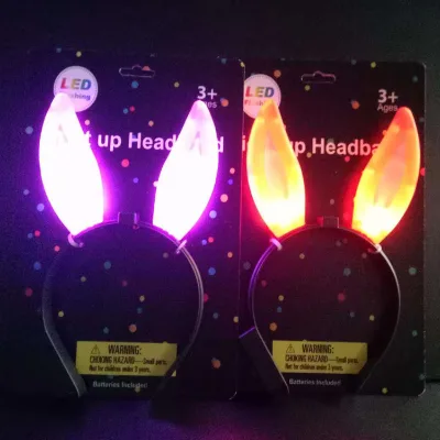 Hot Sell Party Supplies Light-Up Bunny Ears Bopper LED Ear Headband