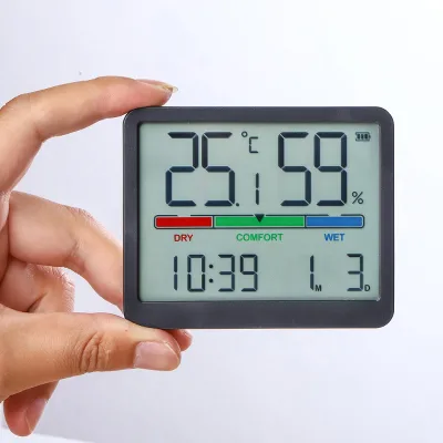 Minimalist Design DRY COMFORT WET Comfort Indicator Large-screen LCD Accurate Time Digital Temperature Humidity Clock