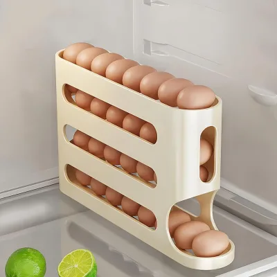 Trending Products 2026 New Arrivals 30pcs Eco-Friendly Electric Space Saving Egg Dispenser Auto Rolling Egg Holder for
