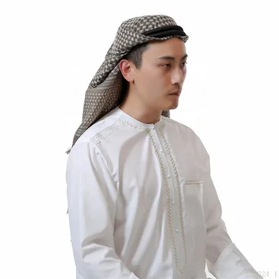 Wholesale Polyester Fiber Hijab Scarf for Men Arab Style Turban for Dubai & Saudi Muslims Ethnically Designed Ethnic Scarf