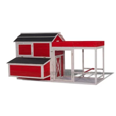 For Sale Classic Red Color Wooden Chicken Coop Hen House With Planter Wire Mesh Fence Big Run Gallinero