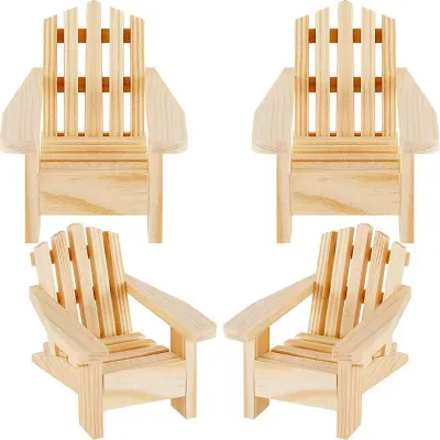 Customized Miniature Wooden Rocking Chair Dollhouse Solid Wood Chair Model Deco Furniture