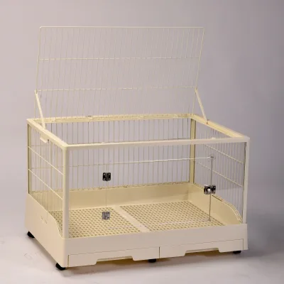 Classic Anti-Spray Urine Cage for Small Animals Rabbits Featuring Pulling Drawer Button Made Iron Wood Metal Plastic Tray
