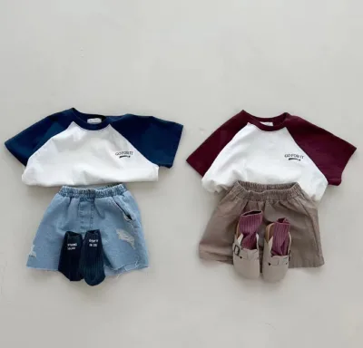 Korean Version of Short-sleeved Men's and Women's Treasure Joker Fashion T-shirt and Shorts Short-sleeved Suit with Letter