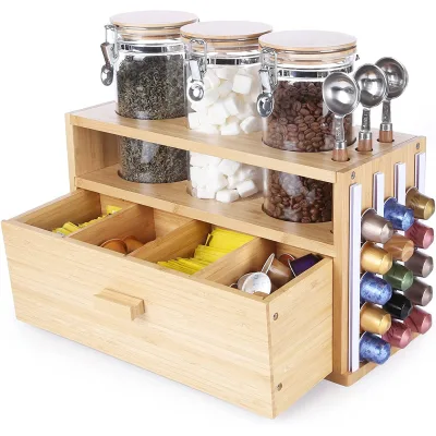 Glass Storage Jars Coffee Tea Storage Organizer for Countertop,Tea Coffee Bar Storage Organizer