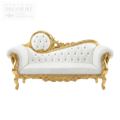 Elegant Modern Golden Throne Seat with Foam Padding and Adjustable Backrest Perfect for Wedding Party Furniture