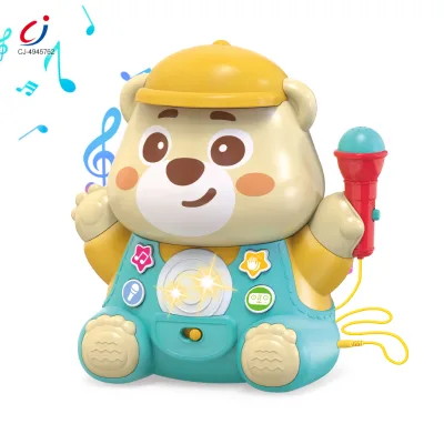 Chengji Karaoke Song Music Instrument Toys Brain Training Cartoon Bear Light Battery Operated Light up Toy Microphone