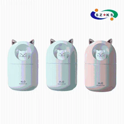 Portable 300ml Evaporative Mist Maker Night Lamp USB Powered Eco-Friendly for Household Car Office Cute Pet Cat Air Humidifier