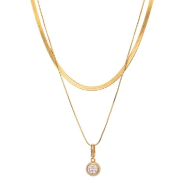 MSP58 Moissanite Diamond Ins Style 925 Silver Snake Chain Stacked Double-Layer Necklace