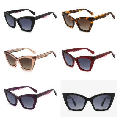 Wholesale Fashion Eyewear Classic Stylish Cat Eye Women Small Triangle Cat Eye High Quality Polarized Acetate Sunglasses