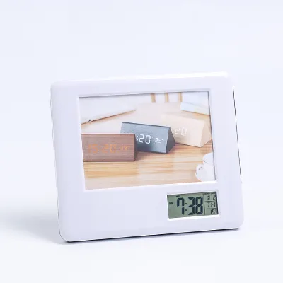 KH-CL049 Wholesale Plastic Picture Photo Frame with LCD Digital Alarm Clock