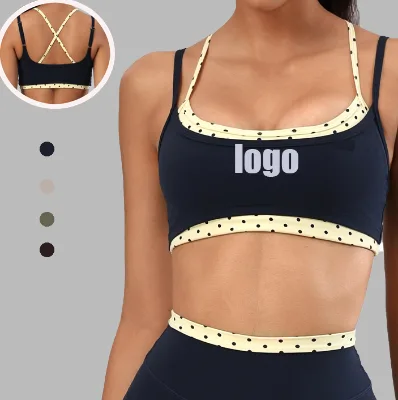Double Strap Narrow Strap Sports Bra Power Flex Push up Sports Bra Color Blocking High Support Sports Bra