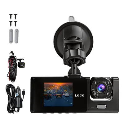 Intelligent Auto 3 Cam Recorder Wide Angle Vehicle Record Motion Detection HD Car DVR Camera for Car Parking Monitoring