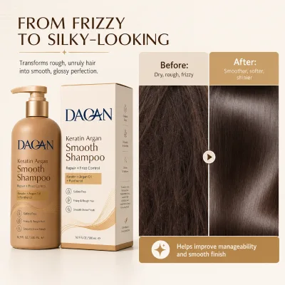 DAQAN Keratin Argan Smooth Foam Shampoo for Frizzy/Rough and Dry/Damaged Hair Repair Nourishing & Hair-Loss Prevention 500ml