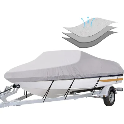 Boat Cover Fits V-Hull Fish&Ski Pro-Style Fishing Boat Waterproof Boat Cover with Storage Bag up to 16ft-18.5ft Long X 94" Wide