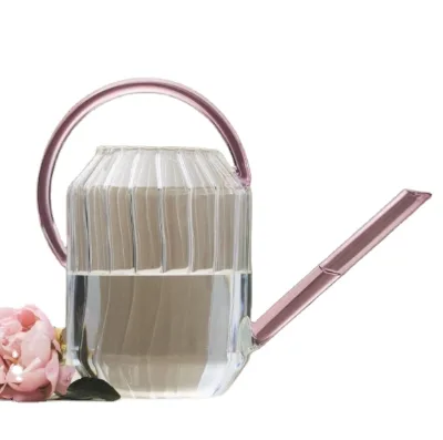 Wholesale Customized Creative Hand Made Ribbed Glass Watering Can Colored Gardening Watering Can
