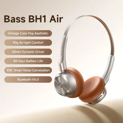 BH1 Air Wireless Headphones 6.0 ENC Noise Cancellation Lightweight 90g Over Ear Headset 80H Earphone