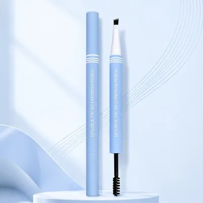 Custom Logo 2 in 1 Double Head Liquid Eyebrow Pencil Sweatproof Long Wear Precision Tip Natural Pigmented with Brush for Makeup
