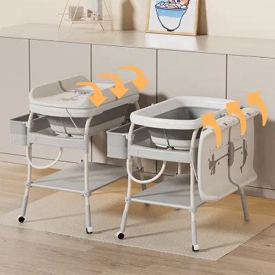 Wholesale Modern Multi Functional Newborn Shower Nersery Foldable Baby Diaper Changing Table with Storage Drawers
