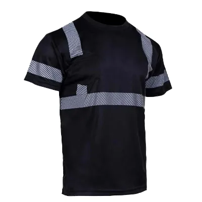 Wholesale High Visibility Reflective Safety T-Shirt Breathable Quick Dry Work Shirt with Chest Pocket for Traffic Construction