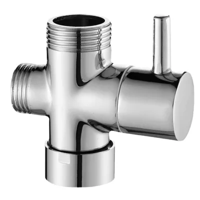 Chrome Electroplating 3-Way T-Adapter Shower Head Diverter Valve Quick-Open Faucet Conversion for Hotel Toilet Use 3-Year
