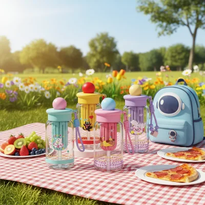 Summer Girls Cartoon Cute Sports Plastic Straw Cup Food Grade High Temperature Resistant 500ml Direct Drinking