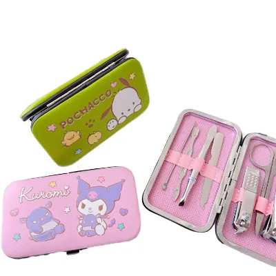 2025 Sanrioes Manicure Set 7 Pieces Stainless Steel Manicure Kit Grooming Care Tools Nose Hair Scissors Nail File