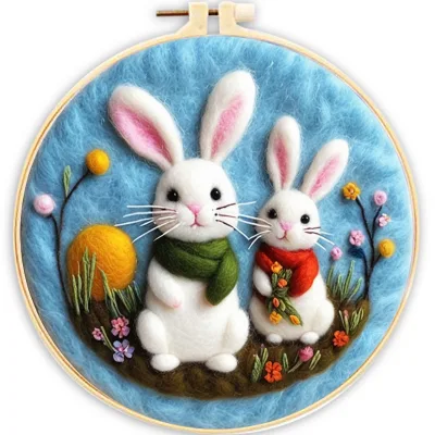 Wool Needle Felt Starter Set for Beginners Includes Wool Bag Felt Needle Frame Sewing & Weaving Toy for Flower Textile Crafts