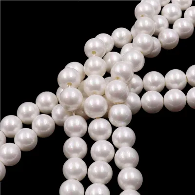 12mm Iridescent and Colorful Crystal Pearl Beads White Plastic Round Acrylic Beads for Bracelet Making and Jewelry Decoration