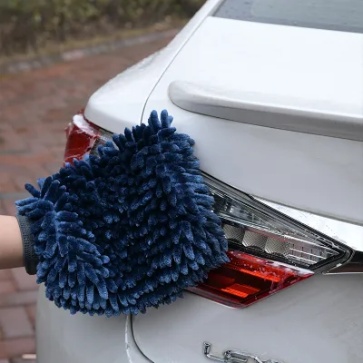 Customizable Double Soft Dusting Glove Tire Scrub Fabric Car Wash Mitt Cleaning Chenille Glove