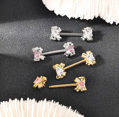 Luxury Female Male Nipple Rings Butterfly Stainless Steel Nipple Rings Jewelry